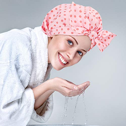 3 חתיכות מקלחת קאפ לנשים, עמיד במים לשימוש חוזר כובעי מקלחת Bowknot מקלחת כובע אמבטיה כובע רב-תפקודית שיער, כובעים,