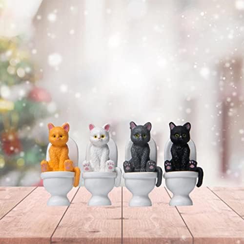 Yiju 4 חתיכות Kawaii חתול דמויות מודל מיניאטורי צלמיות, פסלים חיים,Toppers עוגת PVC עיצוב הבית פיות הגינה אביזר אספנות