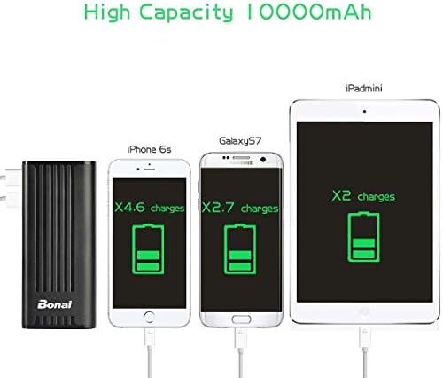 מטען נייד 10000mAh על מחוממת האפוד, BONAI USB בנק כוח חיצוני סוללה עם פנס תואם עם iPhone 13 12 XR-X iPad Samsung Galaxy
