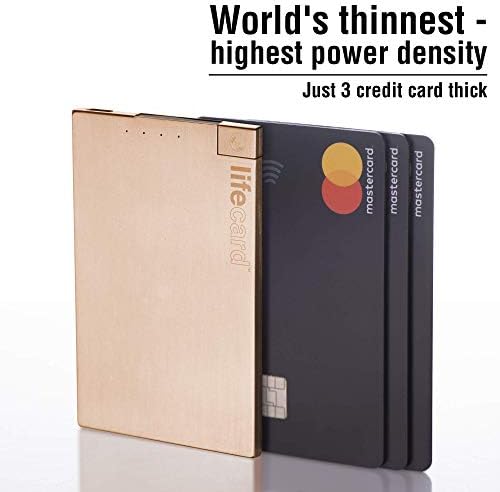 PlusUs LifeCard הדק ביותר בעולם כוח הבנק (18 קראט זהב אדום) גודל כרטיס מתאים כמו כרטיס מובנה MFI כבל לייטנינג