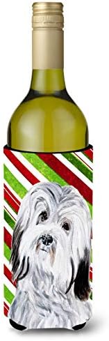 קרוליין אוצרות SC9809LITERK Havanese ממתקים חג המולד יין בקבוק משקה מבודד לחבק, בקבוק יין, ססגוניות