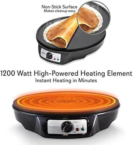 ג ' יי-Jati Nonstick 12 אינץ חשמלי קרפ Maker - ארוחת בוקר מחבת צלחת חמה לבשל העליון עם טמפרטורה מתכווננת לשלוט, נורית